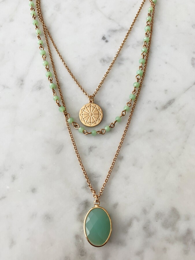 Green Chalcedony Pendant Necklace.Peridot Gemstone.Gold Filled Chain.Dainty.Bridal.Cluster Necklace.Bridesmaid.Layering.Seafoam.Handmade.
