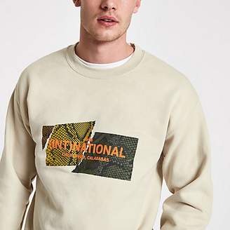 River Island Stone 'international' crew neck sweatshirt