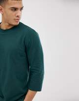 Thumbnail for your product : ASOS Design DESIGN relaxed 3/4 sleeve t-shirt with crew neck in green