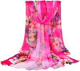 Thumbnail for your product : GERINLY Chiffon Sarong Wrap: Bright Color Blossoms Print Oversize Beach Cover Up