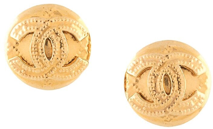 Chanel Pre Owned 1994 CC button earrings - ShopStyle