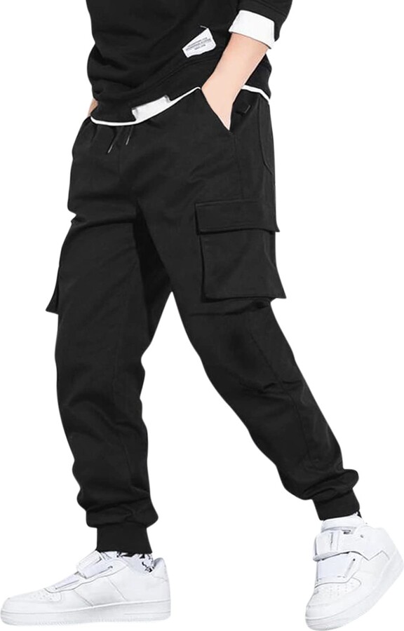 Beokeuioe Men's Techwear Trousers Hip Hop Jogger Cargo Pants Baggy ...