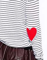 Thumbnail for your product : ASOS Stripe Jumper With Heart Elbow Patch