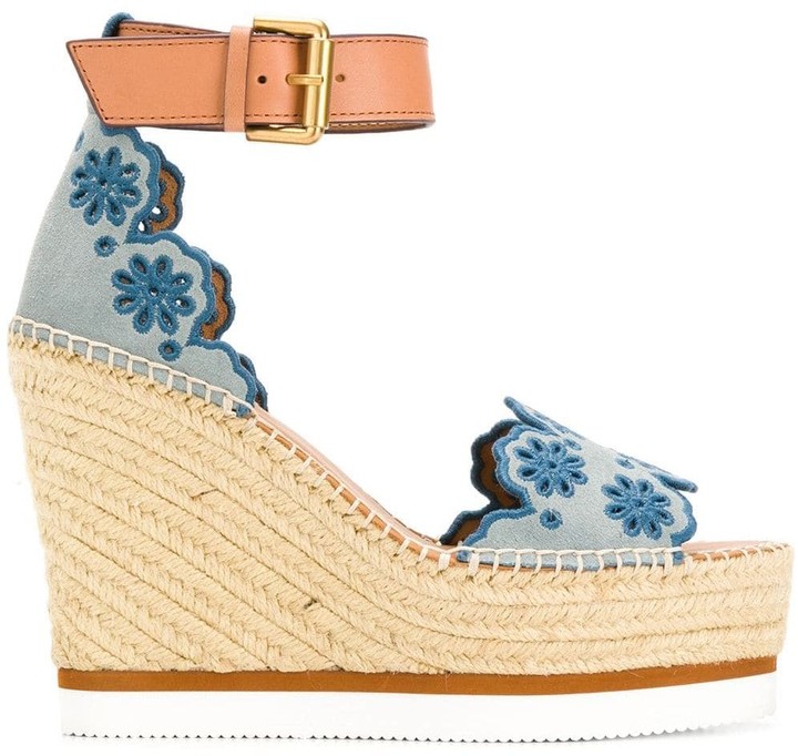 embroidered wedges