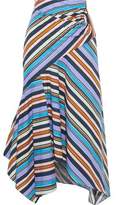 Thumbnail for your product : Peter Pilotto Pleated Striped Cotton-poplin Midi Skirt