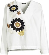 Floral-Embroidered Cotton Blouse 