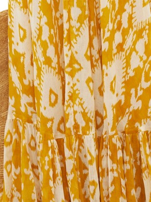 Mes Demoiselles Samarcande Ikat-print Cotton-voile Dress - Yellow Print