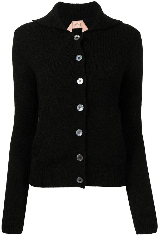 button up black sweater
