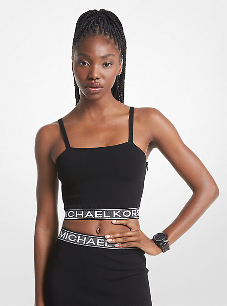 Michael Kors Logo Tape Stretch Knit Tank Top - ShopStyle