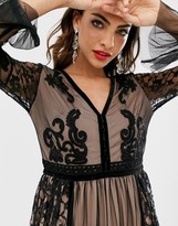 Thumbnail for your product : Frock and Frill lace detail long sleeve maxi dress