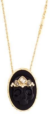 Alexis Bittar Muse d'Or Skull Cameo Pendant Necklace