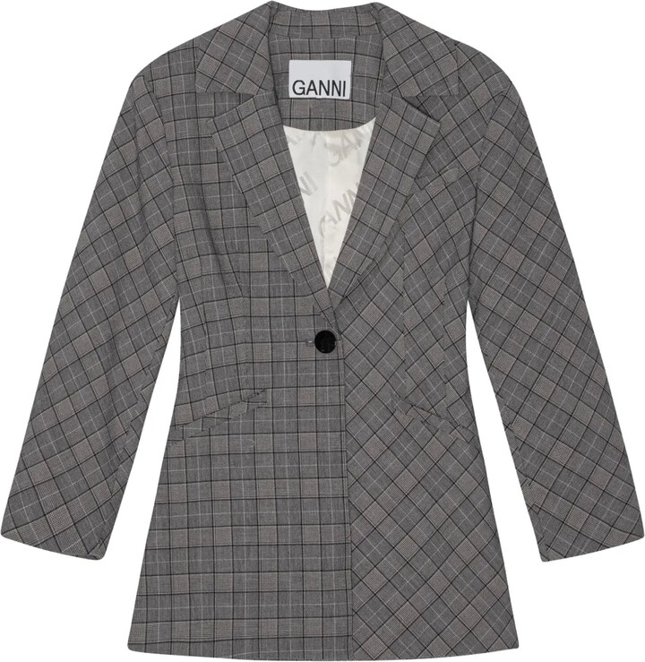 Ganni Check Mix single-breasted blazer