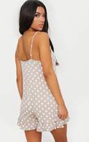 Thumbnail for your product : PrettyLittleThing Lilac Polka Dot Frill Playsuit