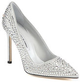 Thumbnail for your product : Manolo Blahnik BB Jet Crystal-Coated Satin Pumps