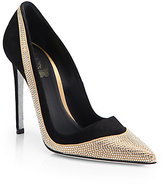 Thumbnail for your product : Rene Caovilla Swarovski Crystal, Suede & Satin Pumps