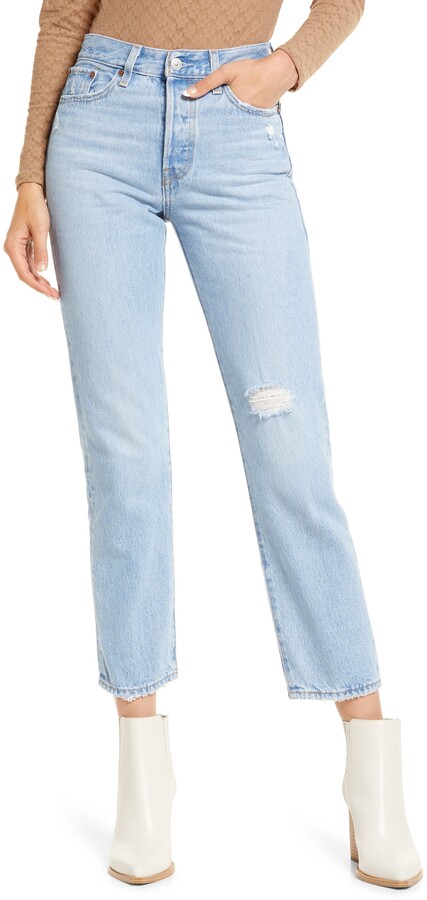 Levi's Women's Wedgie Ripped High Waist Straight Leg Jeans - ShopStyle