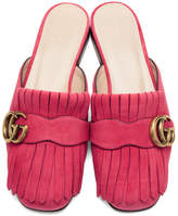 Thumbnail for your product : Gucci Pink Suede GG Marmont Slippers