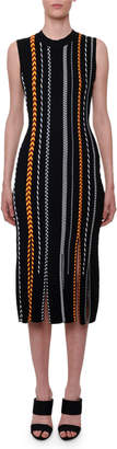 Versace Sleeveless Braided-Stripe Body-Con Midi Dress