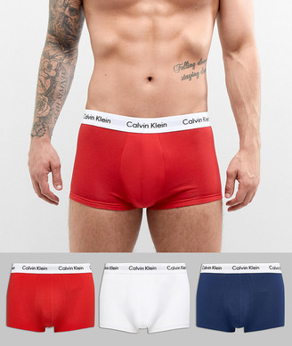 Calvin Klein Low Rise Trunks 3 Pack in Cotton Stretch