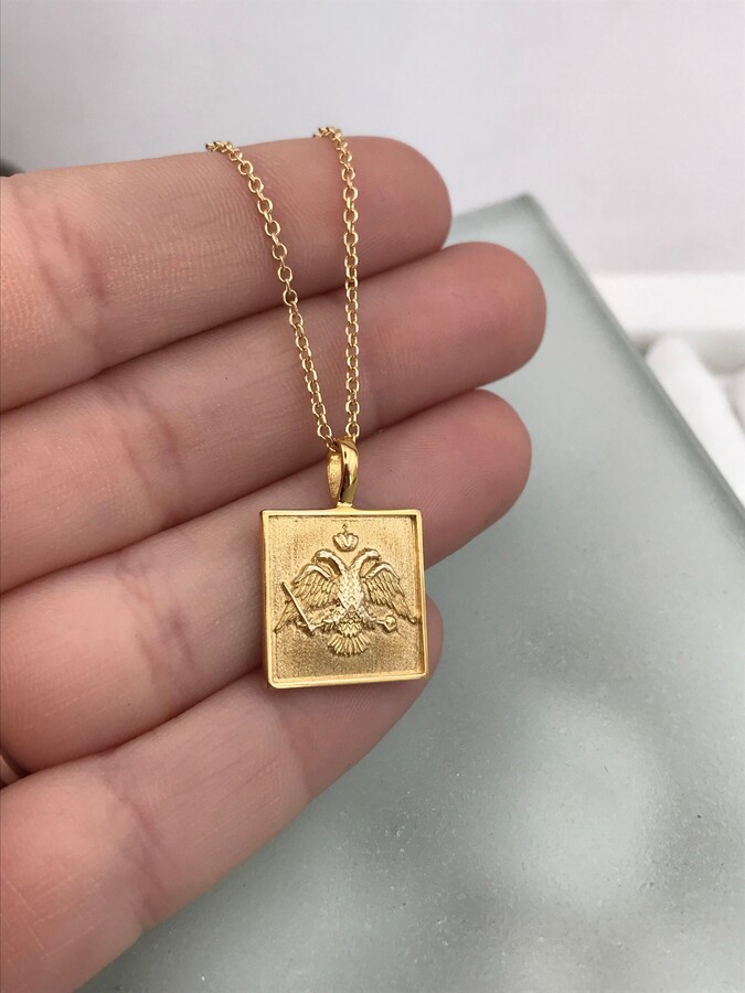 Etsy 14K Solid Gold Pendant With Eagle Personalized For Men & Women