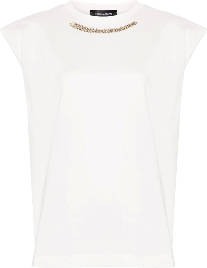 Fabiana Filippi beaded cotton T-shirt