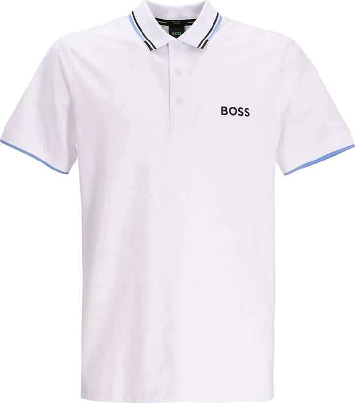 HUGO BOSS Men's Sporty Regular Fit Cotton Polo Shirt White