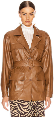 Andamane ANDAMANE Carine Faux Leather Print Jacket in Brown | FWRD