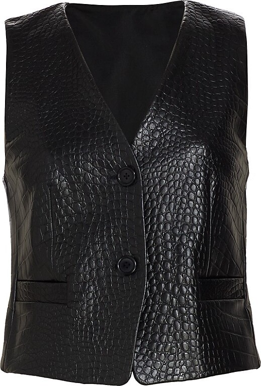 Helmut Lang CutOut CrocEmbossed Leather Vest ShopStyle