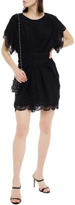 IRO Lace-trimmed Pleated Satin-jacquard Mini Dress