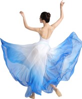 Thumbnail for your product : Z&X Women's Lyrical Dance Skirt Gradient Color Chiffon Long Swing Sheer Wrap Skirts for Modern Ballet Performance Costume Red White