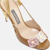 Thumbnail for your product : Zac Posen Clarissa Organza Flower Leather Heeled Slingback