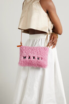 Thumbnail for your product : Marni Embroidered Shearling And Leather Shoulder Bag - Navy - one size