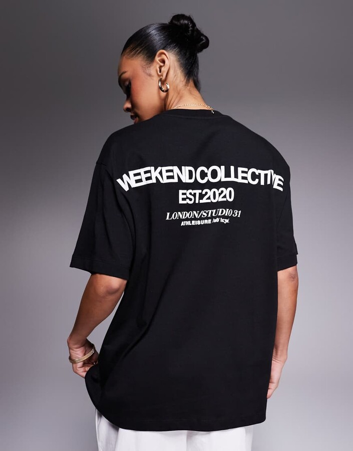 ASOS Weekend Collective Weekend Collective Icon oversized T-shirt with bold font back graphic in black