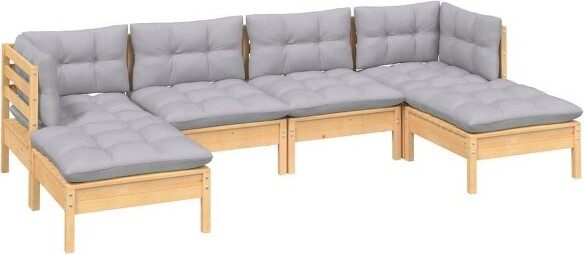 VidaXL vidaXLGardenLoungeSetGreySolidpinewoodLargeModular