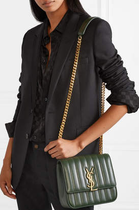 Saint Laurent Vicky Medium Quilted Leather Shoulder Bag - Army green
