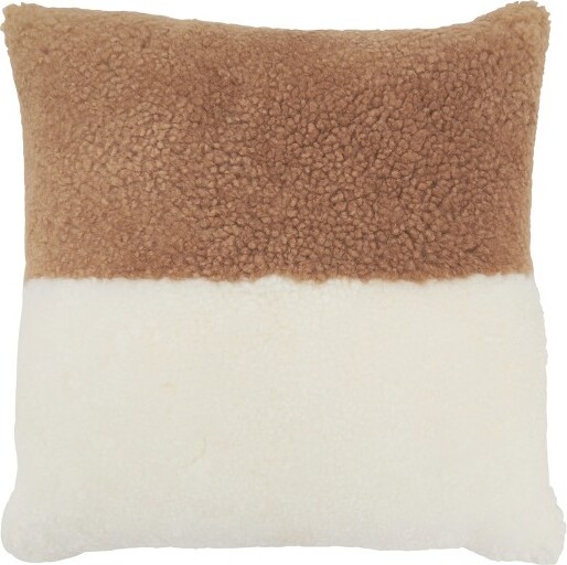Saro Lifestyle SaroLifestyleLuxuriousSheepFurPillowCoverwithTwo-ToneEleganceBeige20\