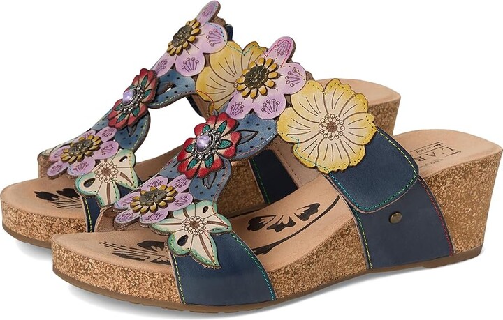 L'Artiste by Spring Step Prettypetals Women's Wedge Shoes Navy : EU 40 (US Women's 9) M, Leather