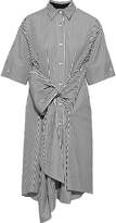 Thumbnail for your product : Tome Bow-detailed Striped Cotton-poplin Shirt Dress