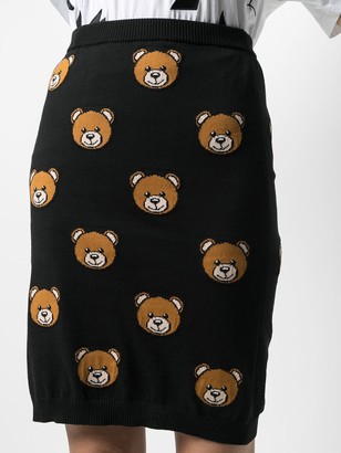 Moschino Teddy-Pattern Intarsia-Knit Skirt