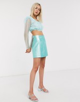 Thumbnail for your product : Stefania Viadani Stefania Vaidani rachel metallic a-line mini skirt in aqua