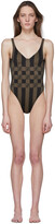 Thumbnail for your product : Fendi Brown 'Forever Fendi' Stripe One-Piece Swimsuit