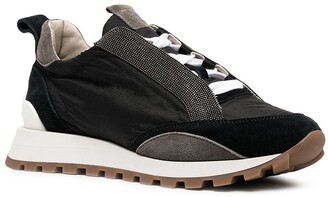 Brunello Cucinelli Satin Trainers With Beaded Detailing
