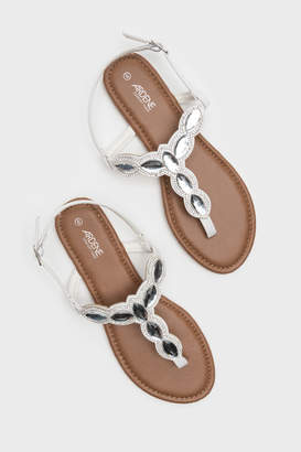 Ardene Glass Jewel T-Strap Sandals