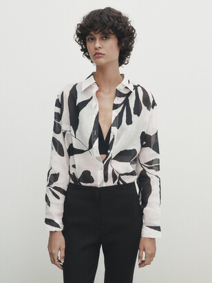 ★ Massimo Dutti★ Rami Blend Long Print One Piece 06604808 Massimo Dutti Massimo Dutti 100% ramie shirt - Massimo Dutti