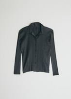 Thumbnail for your product : Pleats Please Issey Miyake Women's Long Sleeve Basics Button Up Top in Black, Size 4