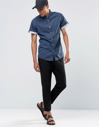 Esprit Short Sleeved Shirt with Contrast Turn up Sleeves