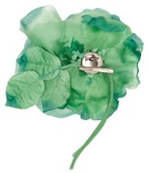 Thumbnail for your product : Alessandra Rich Peony Silk Brooch - Green