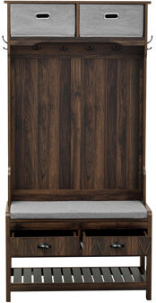 Hall Tree with 6 Hooks and Hinged Lid, Coat Hanger, Entryway Bench, Storage Bench, 3-in-1 Design, 69INCH, for Entrance, Hallway