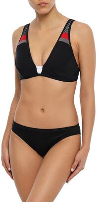 Jets Ultraluxe mesh-trimmed color-block bikini top