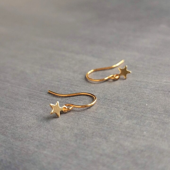 Minimalist Star Earrings, Tiny Gold Star Earring, Dangle Small Earrings, Mini Earring Wishing
